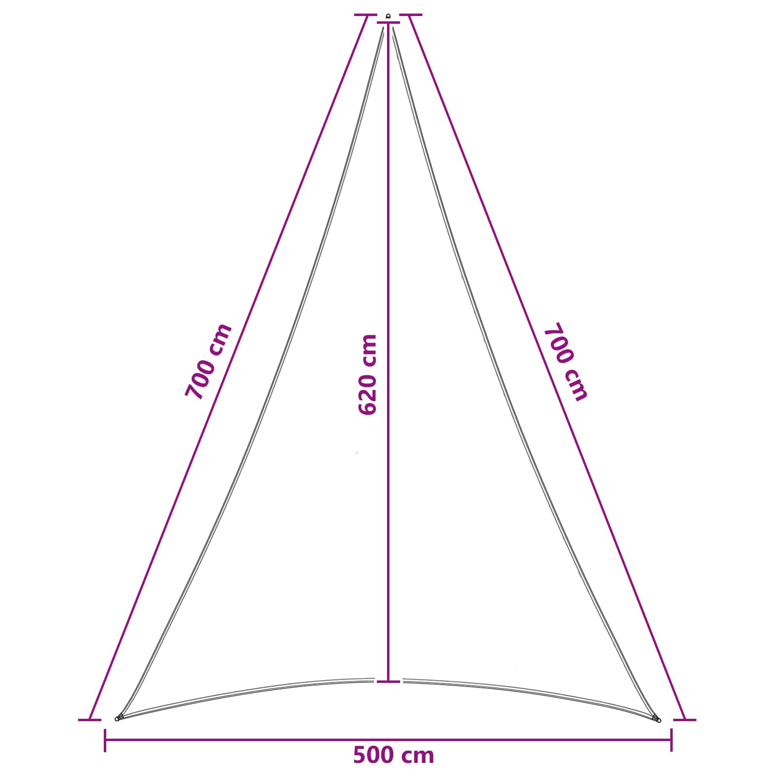 Zonneschaduwzeil 5 x 7 x 7 m HDPE