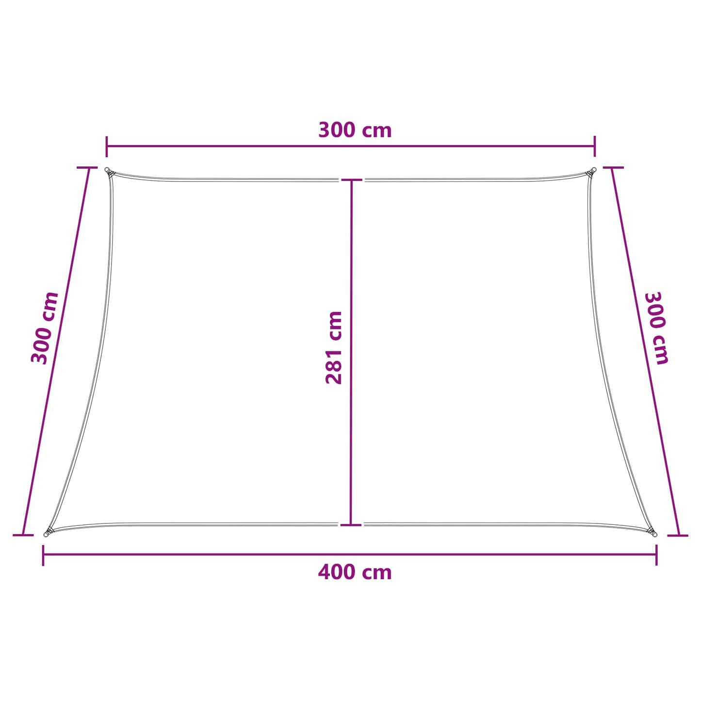 Zonneschaduwzeil Antraciet en Wit 3 / 4 x 3 m HDPE