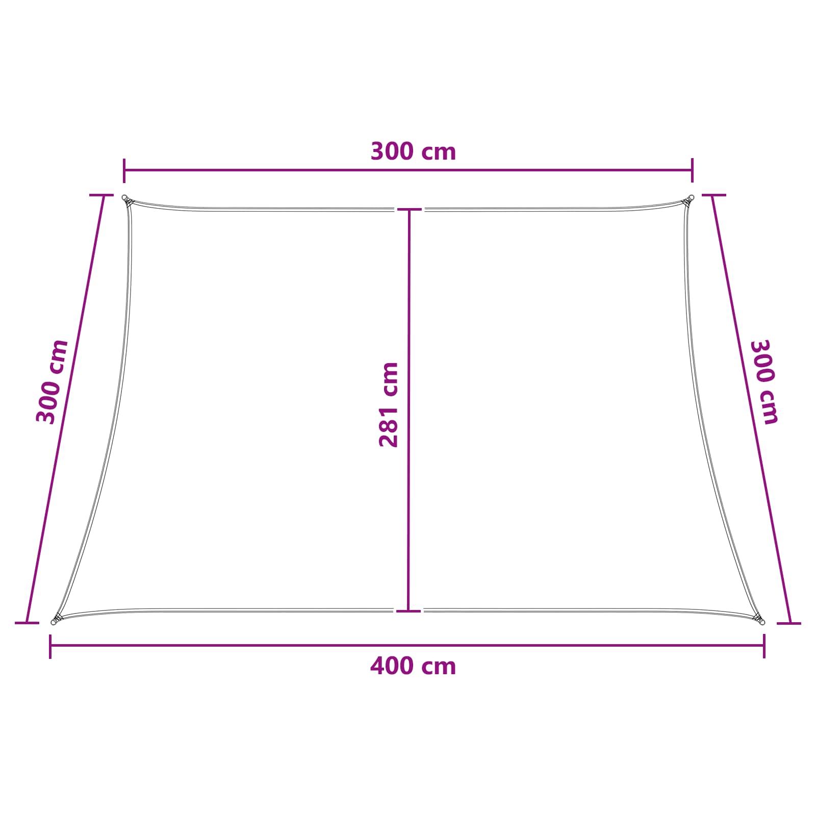 Zonneschaduwzeil Antraciet en Wit 3 / 4 x 3 m HDPE