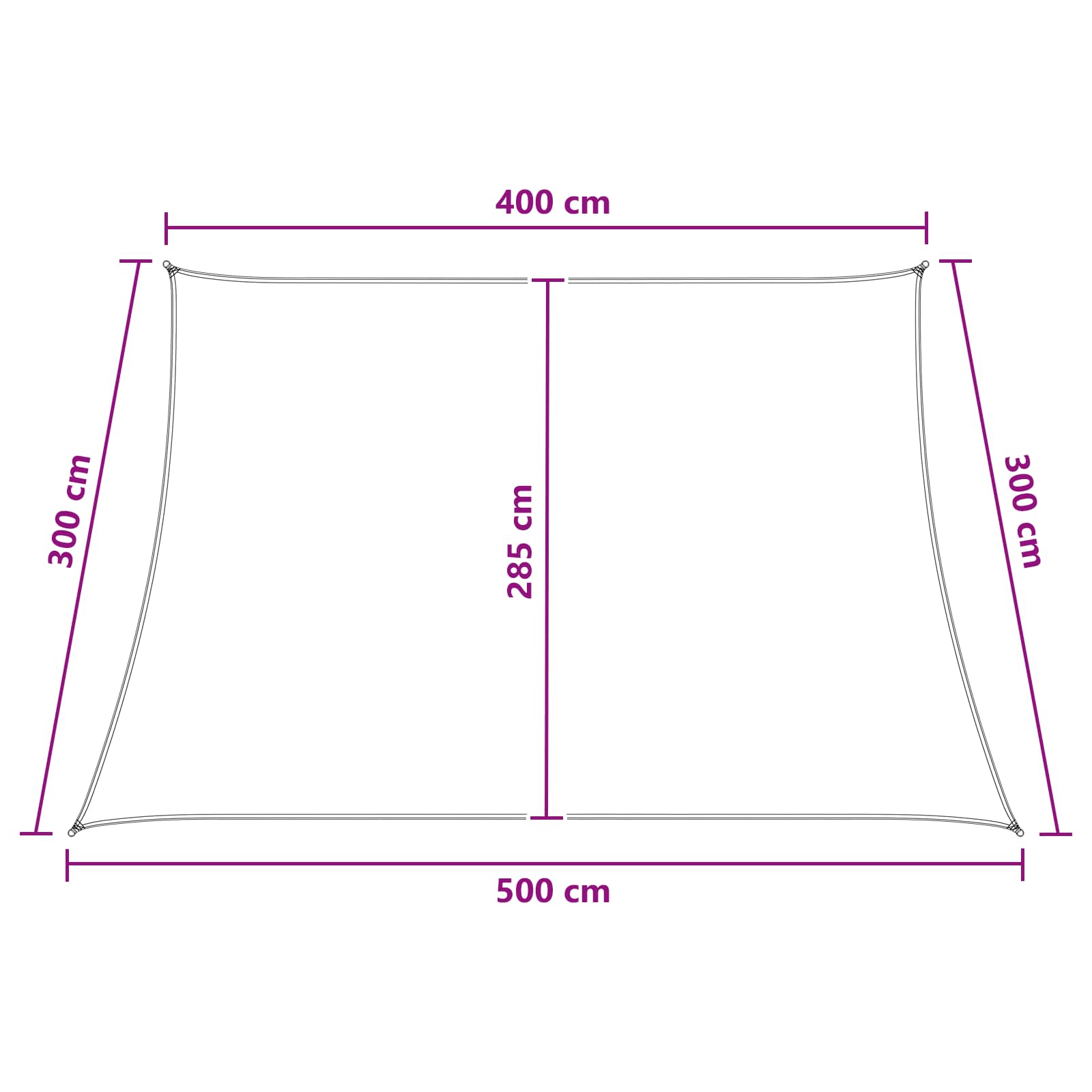 Zonneschaduwzeil Antraciet en Wit 4 / 5 x 3 m HDPE