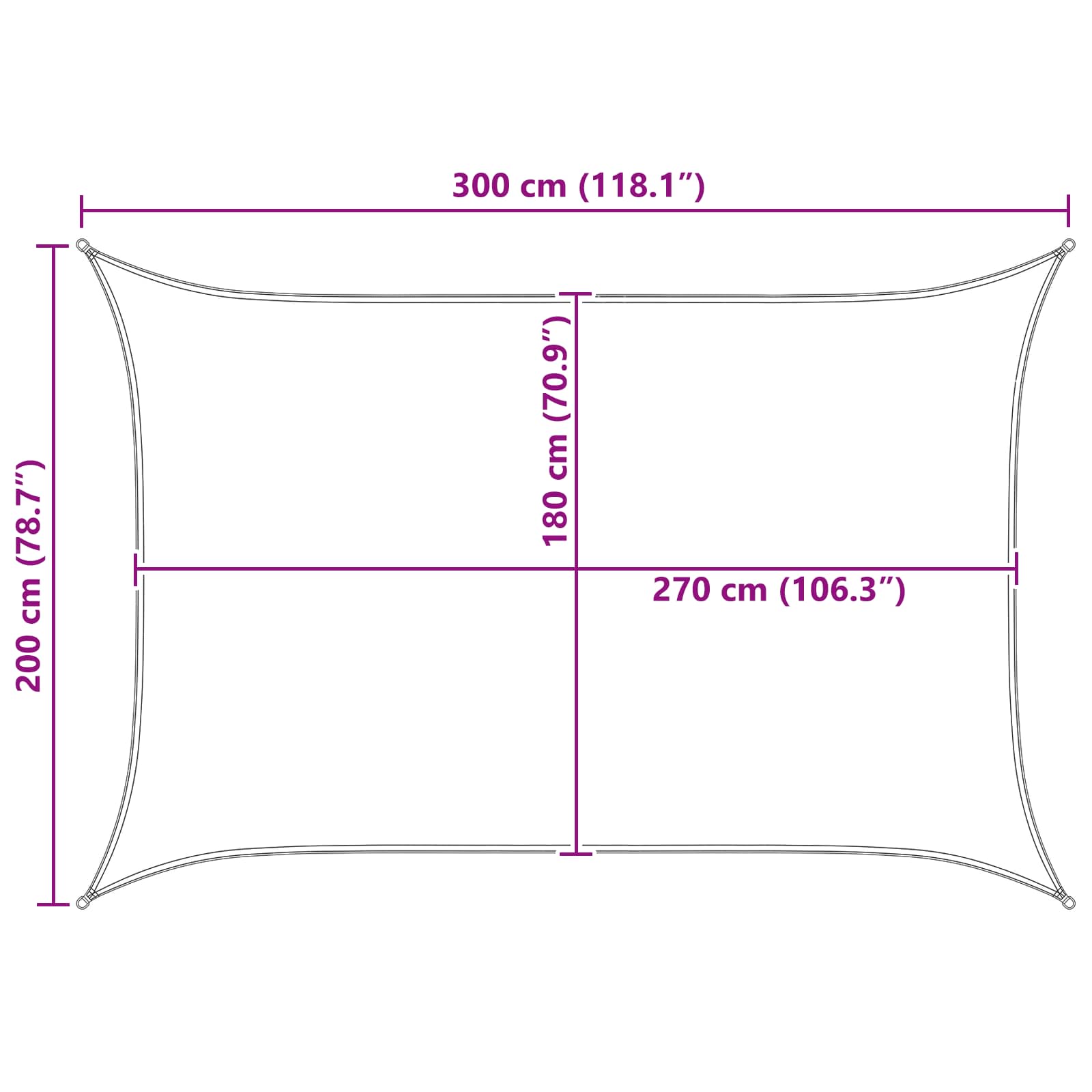 Zonneschaduwzeil Geel en Wit 2 x 3 m HDPE
