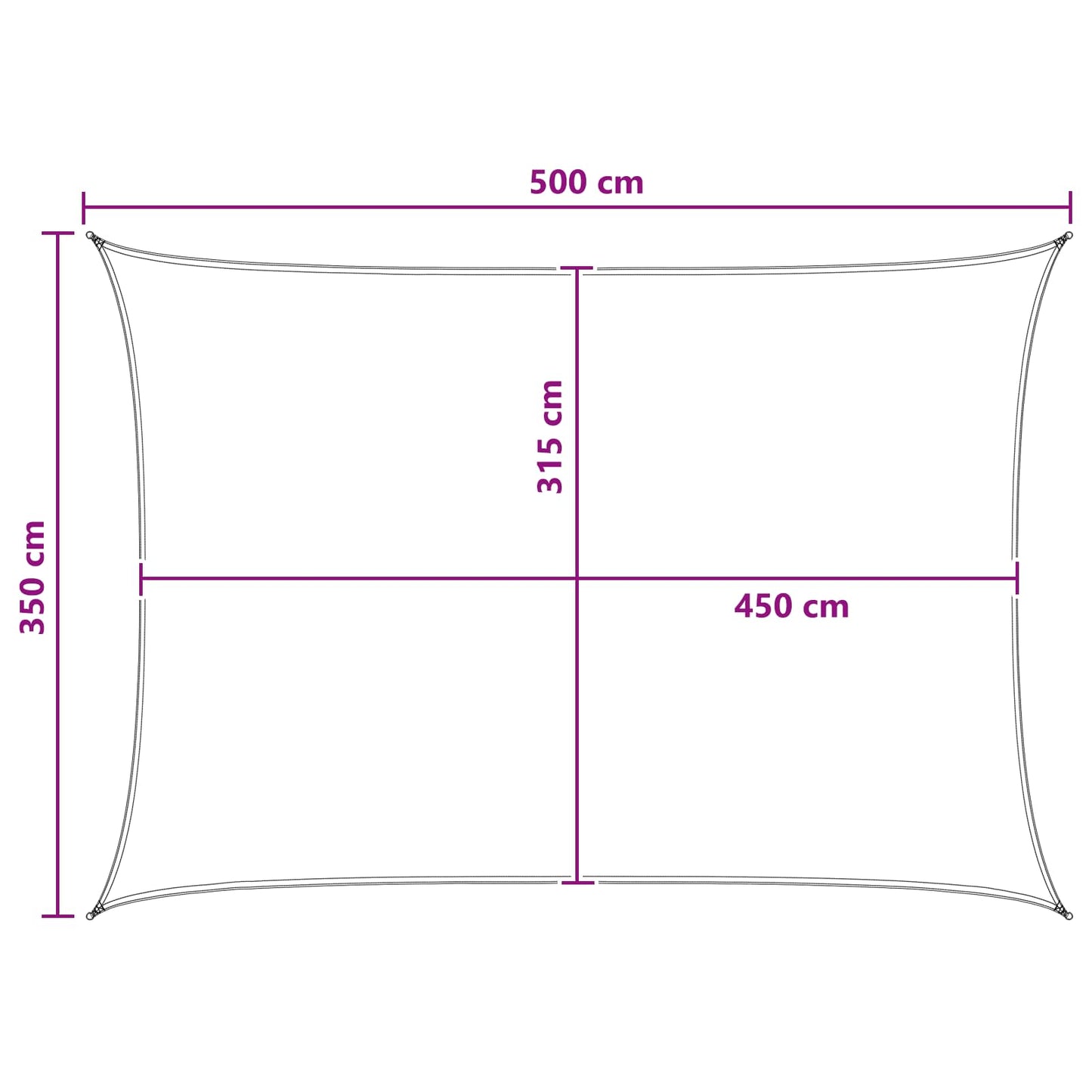 Zonneschaduwzeil Geel en Wit 3,5 x 5 m HDPE