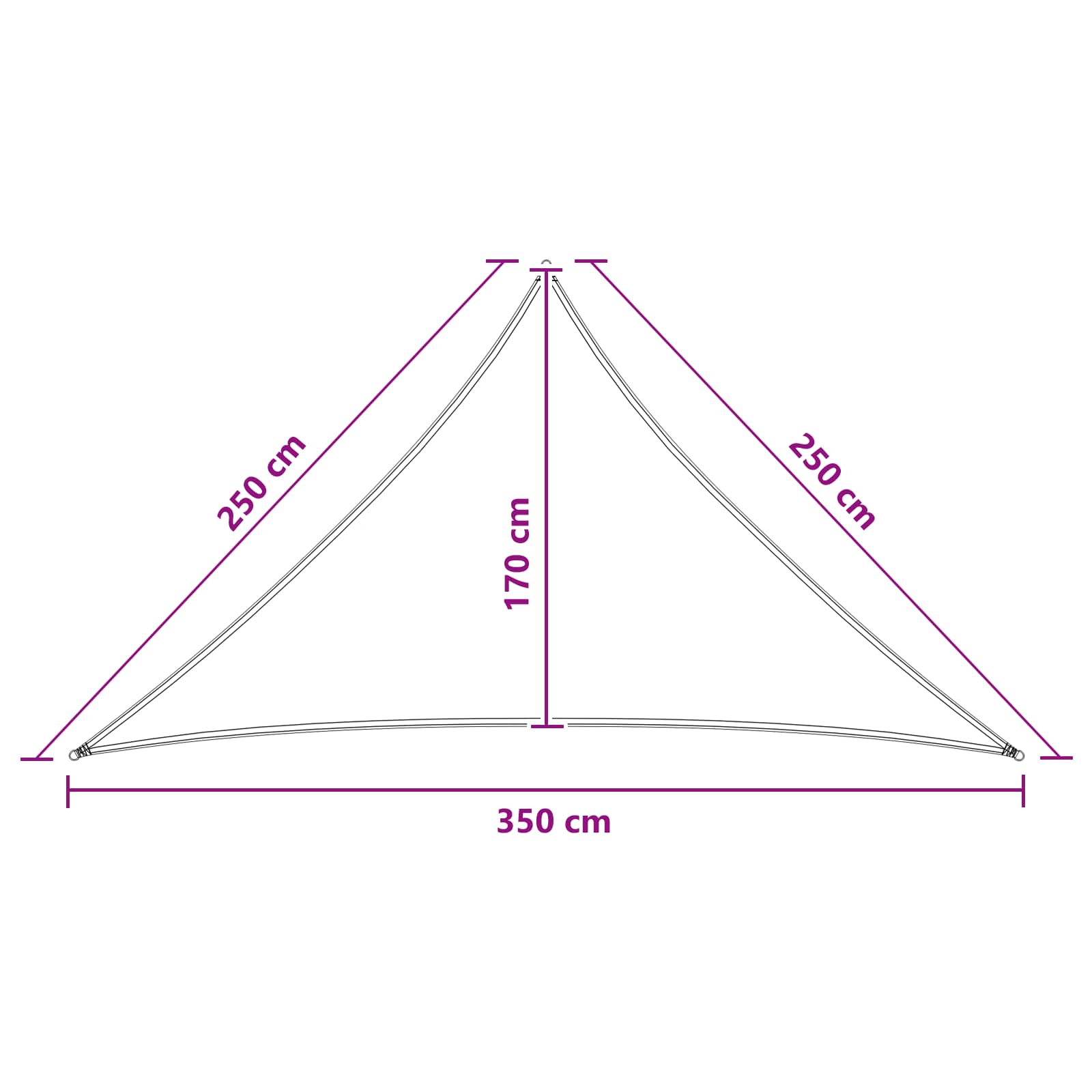 Zonneschaduwzeil 2,5 x 2,5 x 3,5 m HDPE