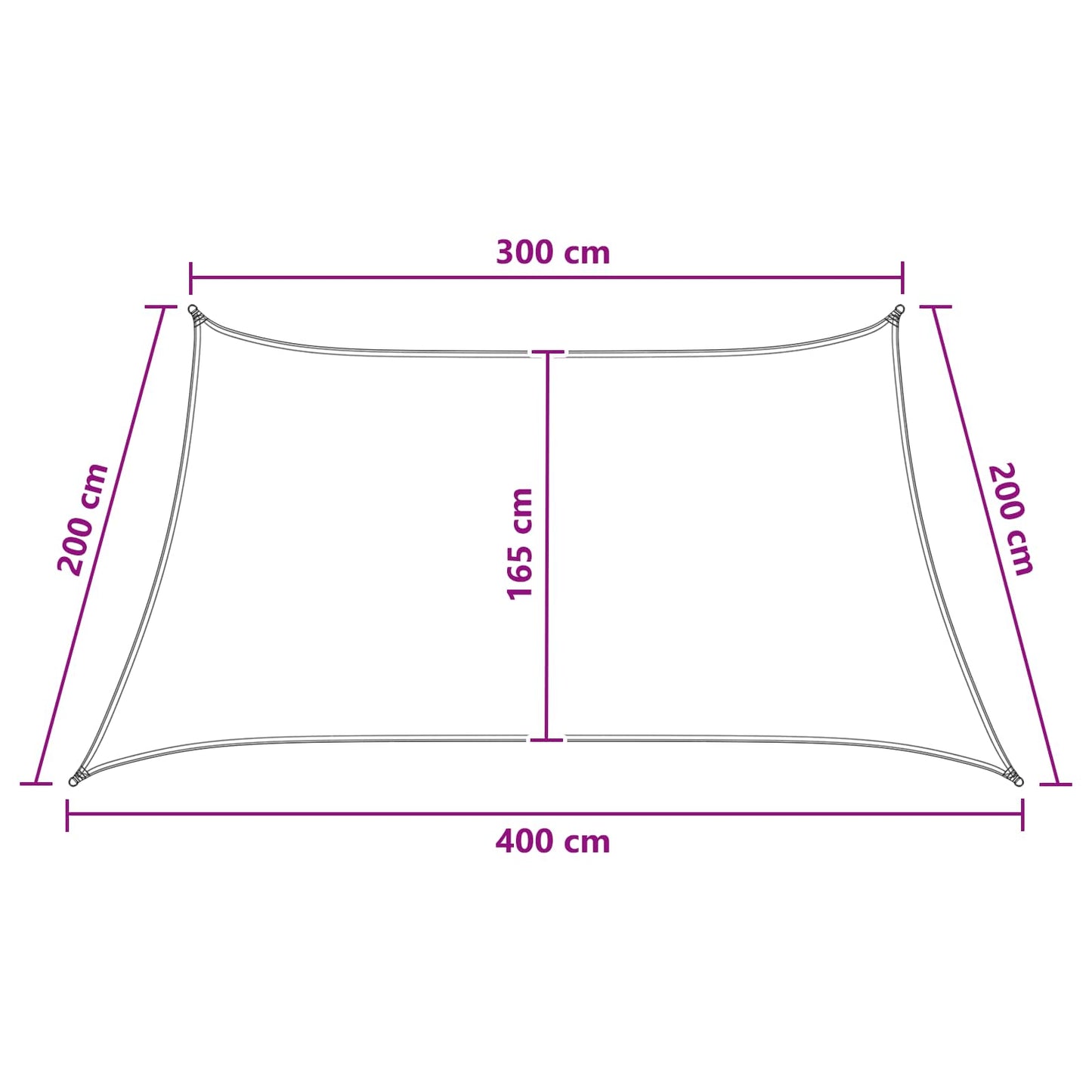 Zonneschaduwzeil Geel en Wit 3 / 4 x 2 m HDPE