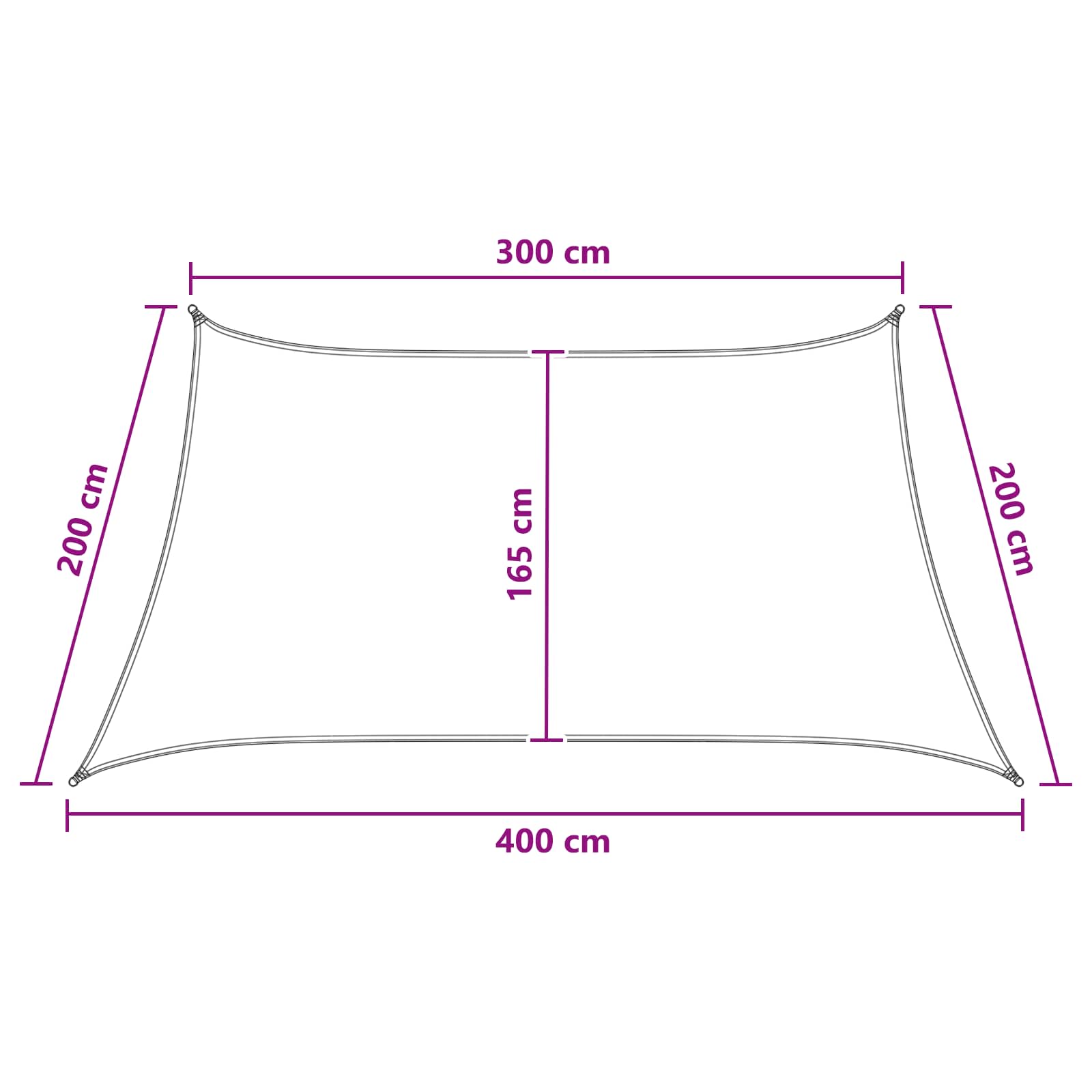 Zonneschaduwzeil Geel en Wit 3 / 4 x 2 m HDPE