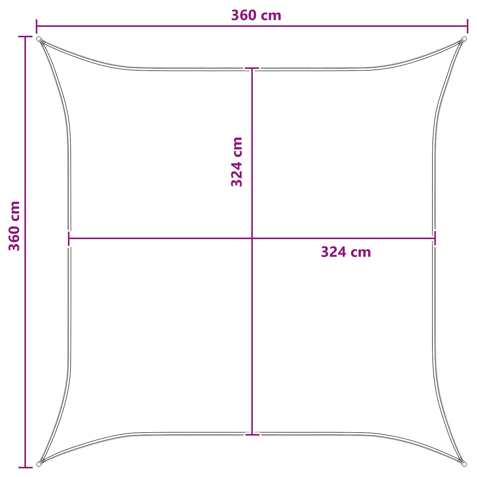 Zonneschaduwzeil Blauw en Wit 3,6 x 3,6 m HDPE