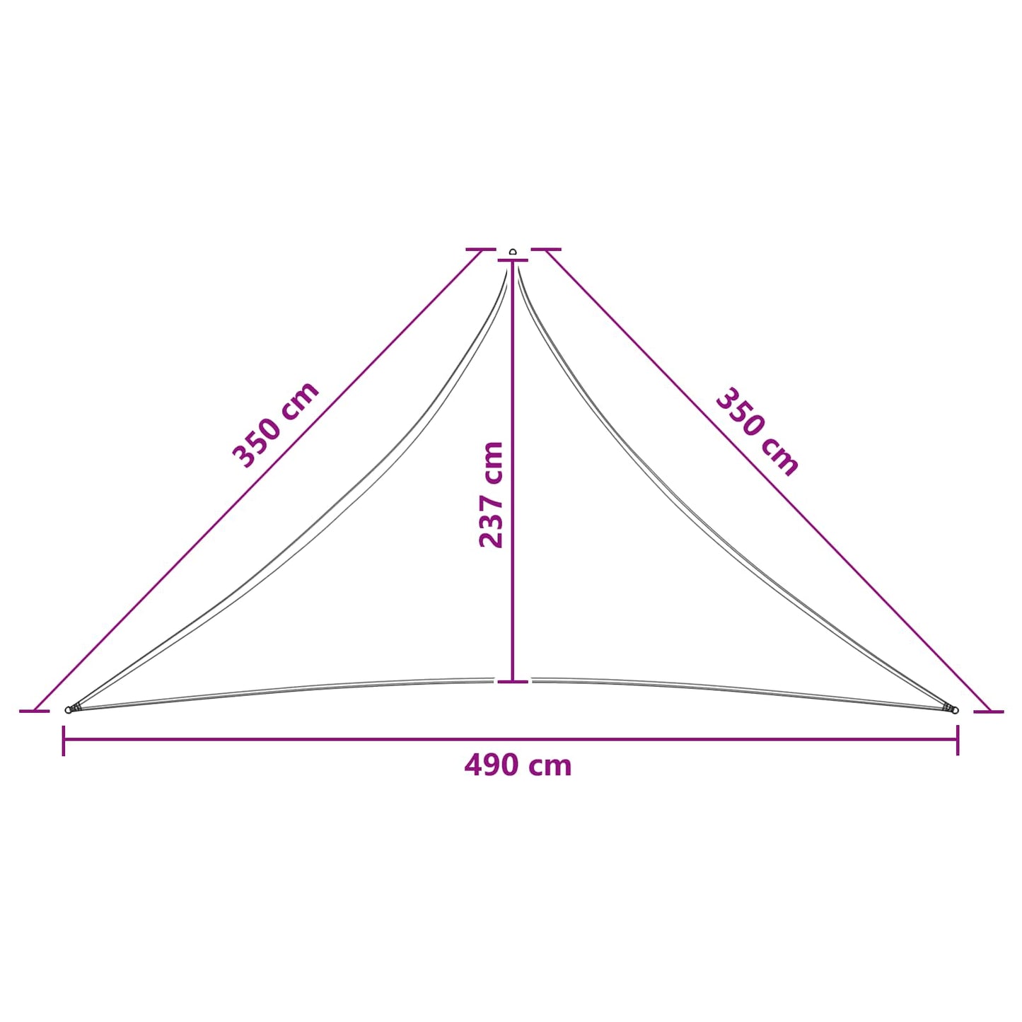 Zonneschaduwzeil 3,5 x 3,5 x 4,9 m HDPE