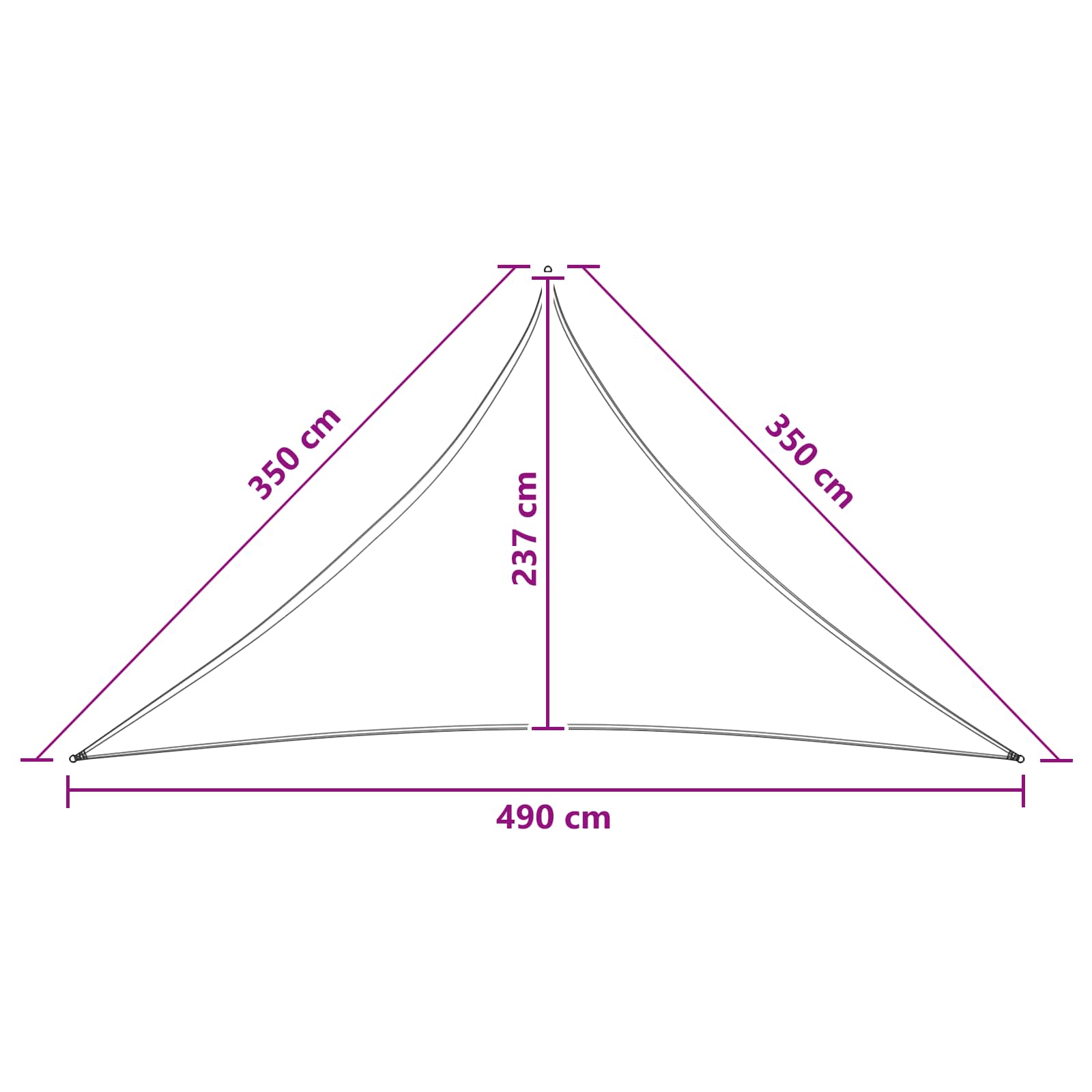 Zonneschaduwzeil 3,5 x 3,5 x 4,9 m HDPE