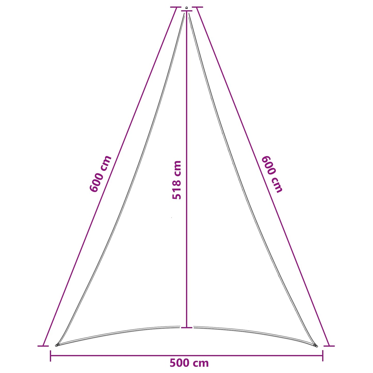 Zonneschaduwzeil 5 x 6 x 6 m HDPE