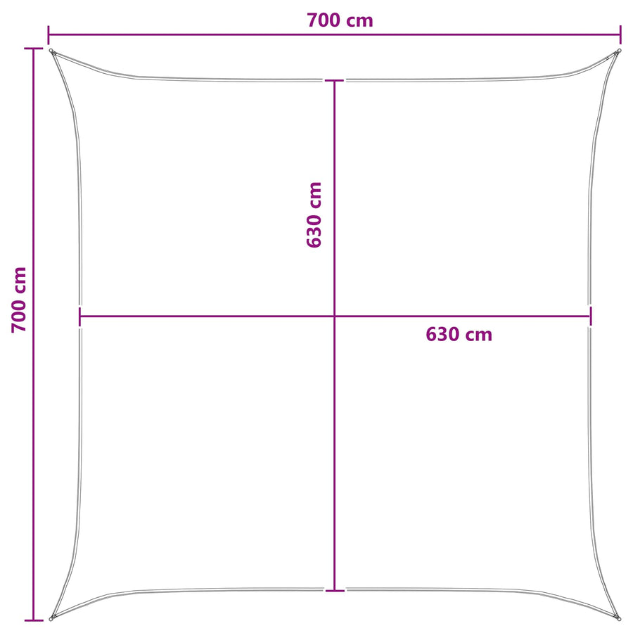 Zonneschaduwzeil Lichtgrijs en wit. 7 x 7 m HDPE