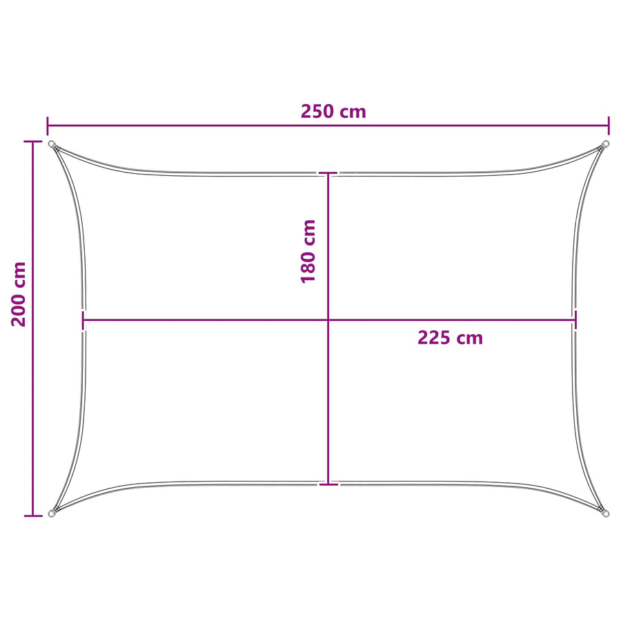 Zonneschaduwzeil Lichtgrijs en wit. 2 x 2,5 m HDPE