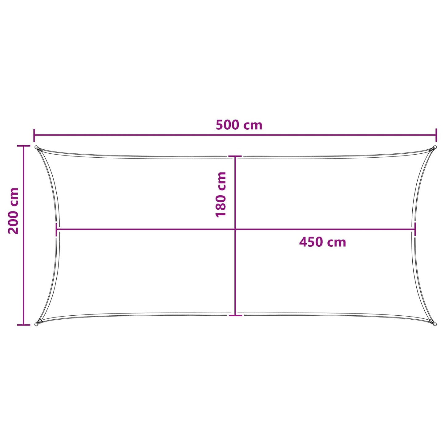 Zonneschaduwzeil Lichtgrijs en wit. 2 x 5 m HDPE