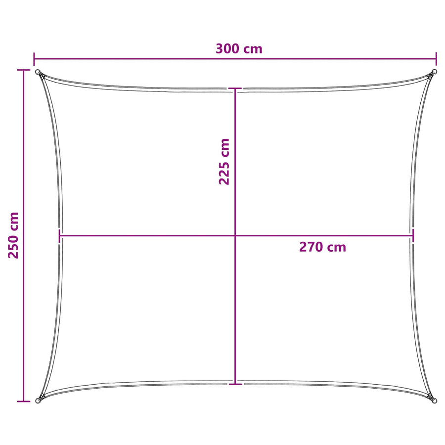 Zonneschaduwzeil 2,5 x 3 m HDPE Rechthoekig Lichtgrijs en wit.