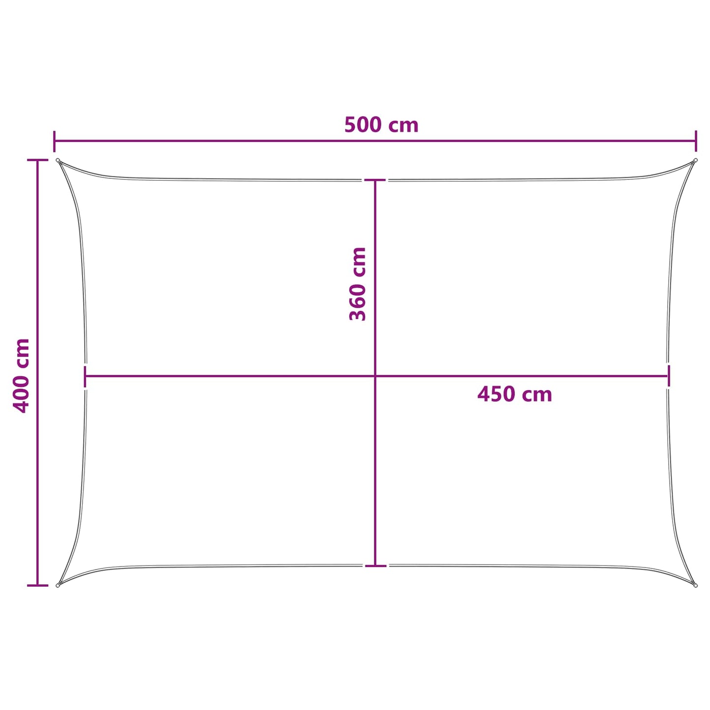 Zonneschaduwzeil Lichtgrijs en wit. 4 x 5 m HDPE