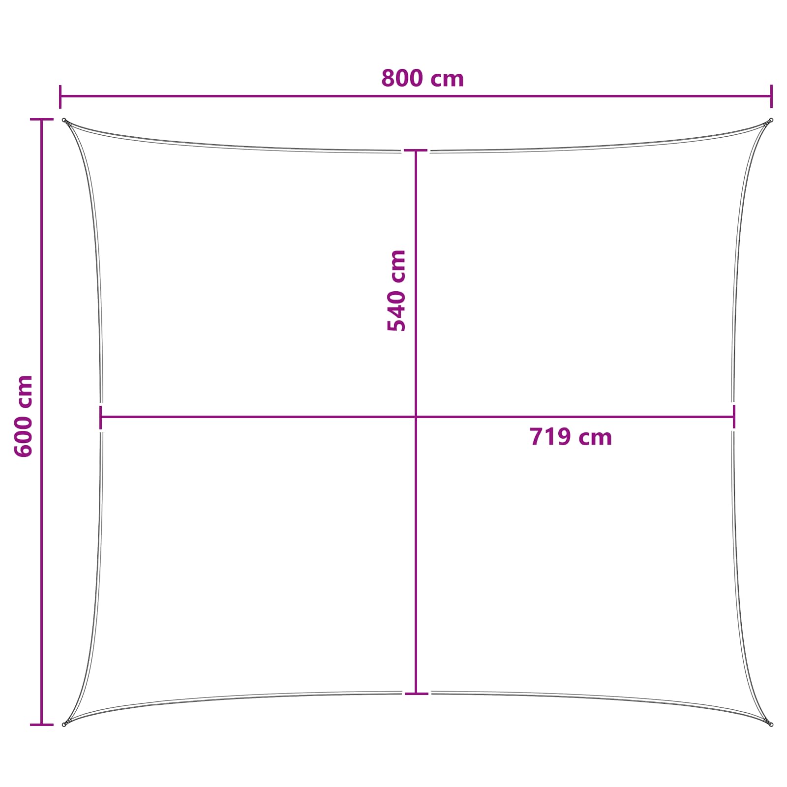 Zonneschaduwzeil Lichtgrijs en wit. 6 x 8 m HDPE