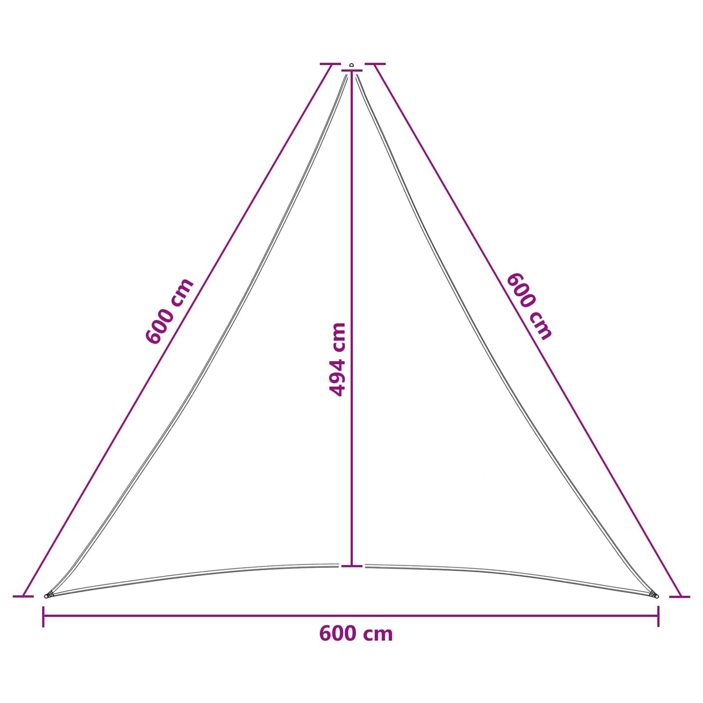 Zonneschaduwzeil 6 x 6 x 6 m HDPE