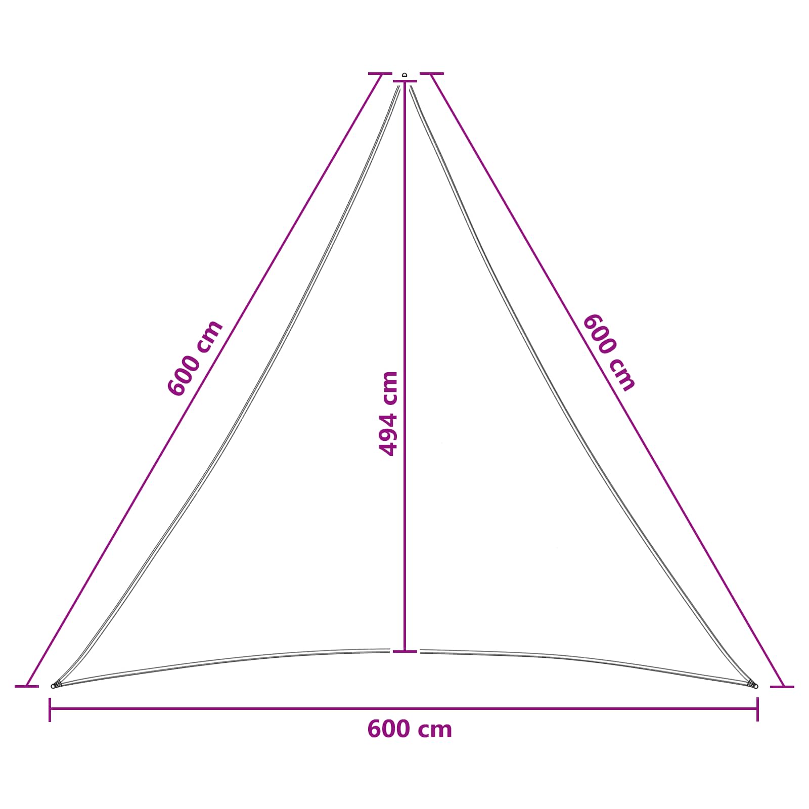 Zonneschaduwzeil 6 x 6 x 6 m HDPE