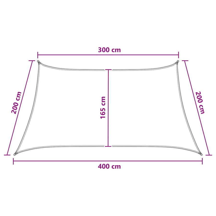Zonneschaduwzeil Lichtgrijs en wit. 3 / 4 x 2 m HDPE