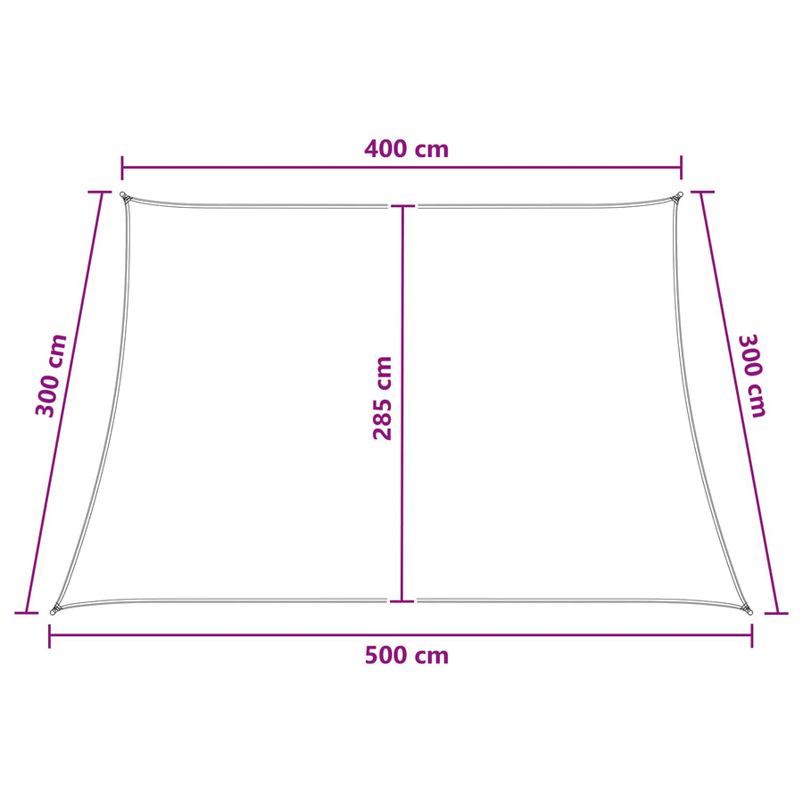Zonneschaduwzeil Lichtgrijs en wit. 4 / 5 x 3 m HDPE