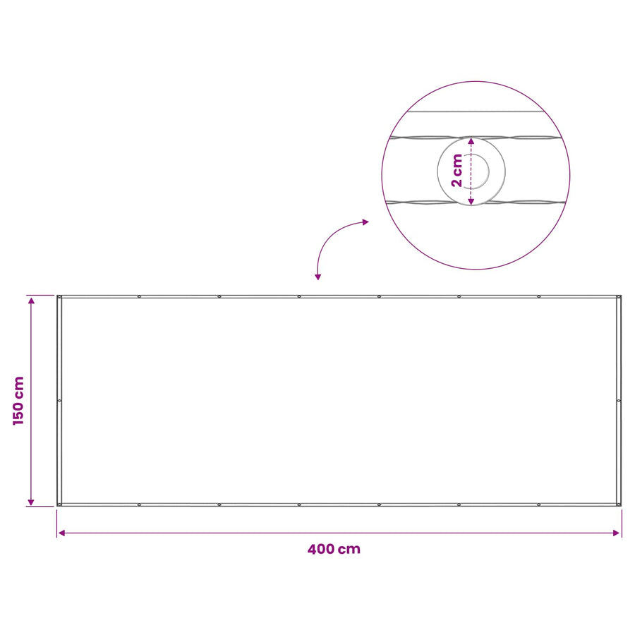 Balkon Privacy Scherm 150 x 400 cm Stof met PU-coating