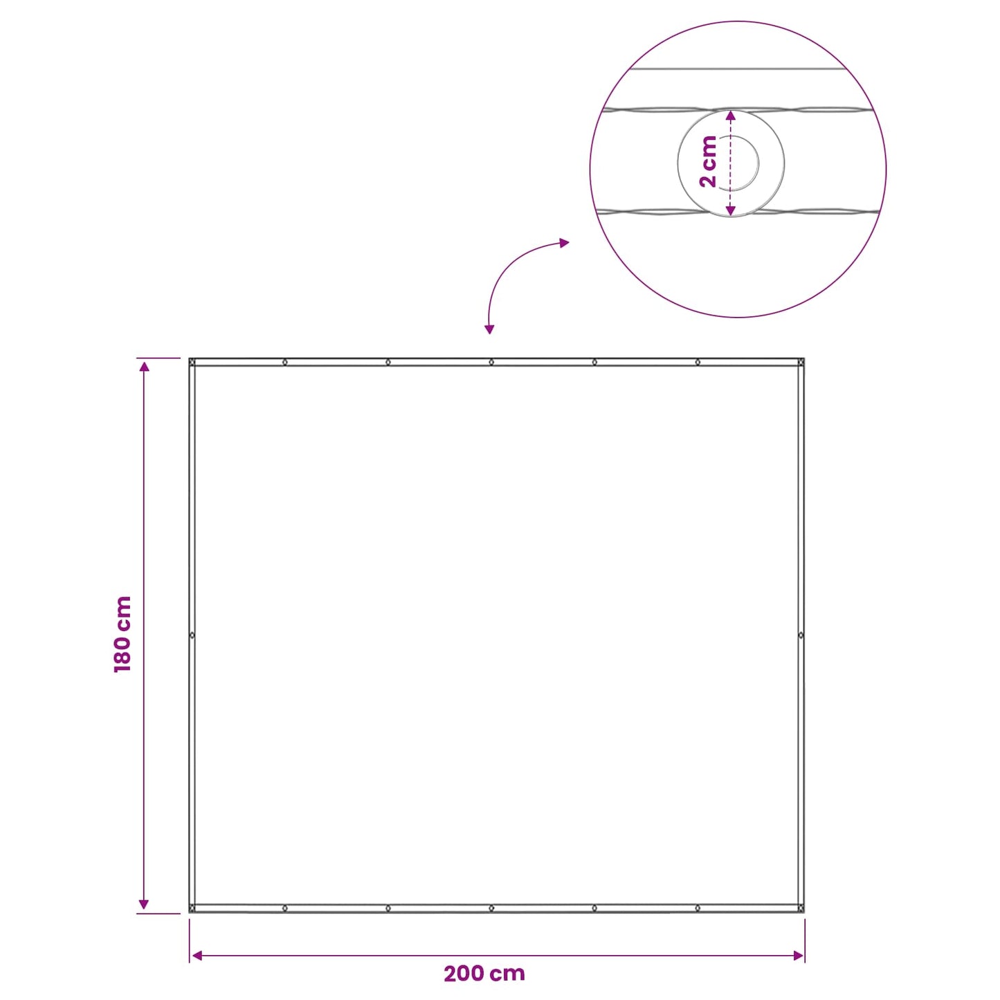 Balkon Privacy Scherm 180 x 200 cm Stof met PU-coating