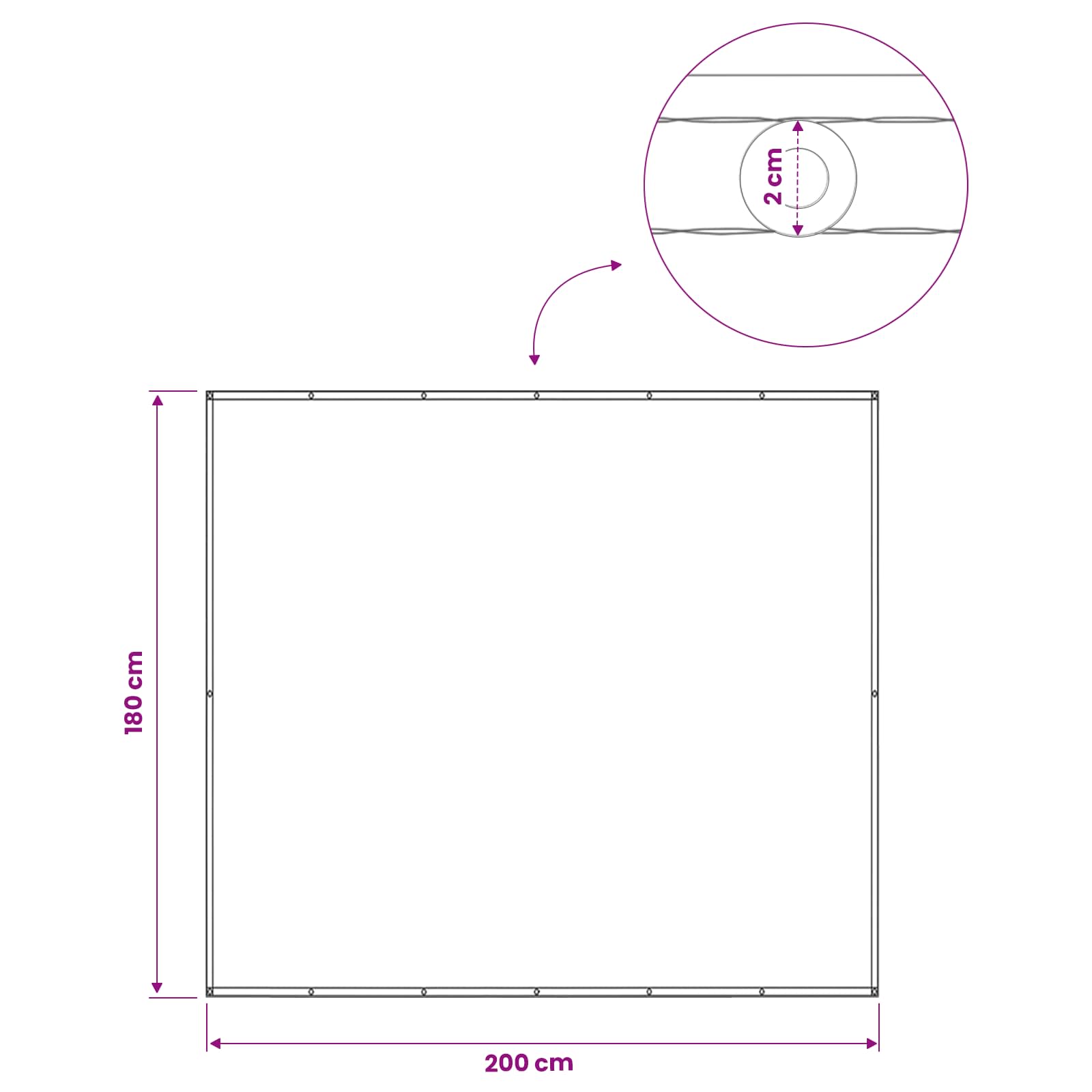 Balkon Privacy Scherm 180 x 200 cm Stof met PU-coating