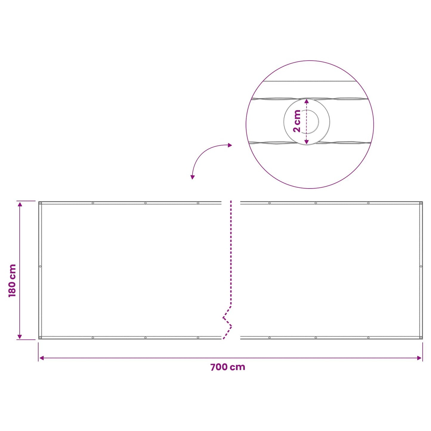 Balkon Privacy Scherm 180 x 700 cm Stof met PU-coating