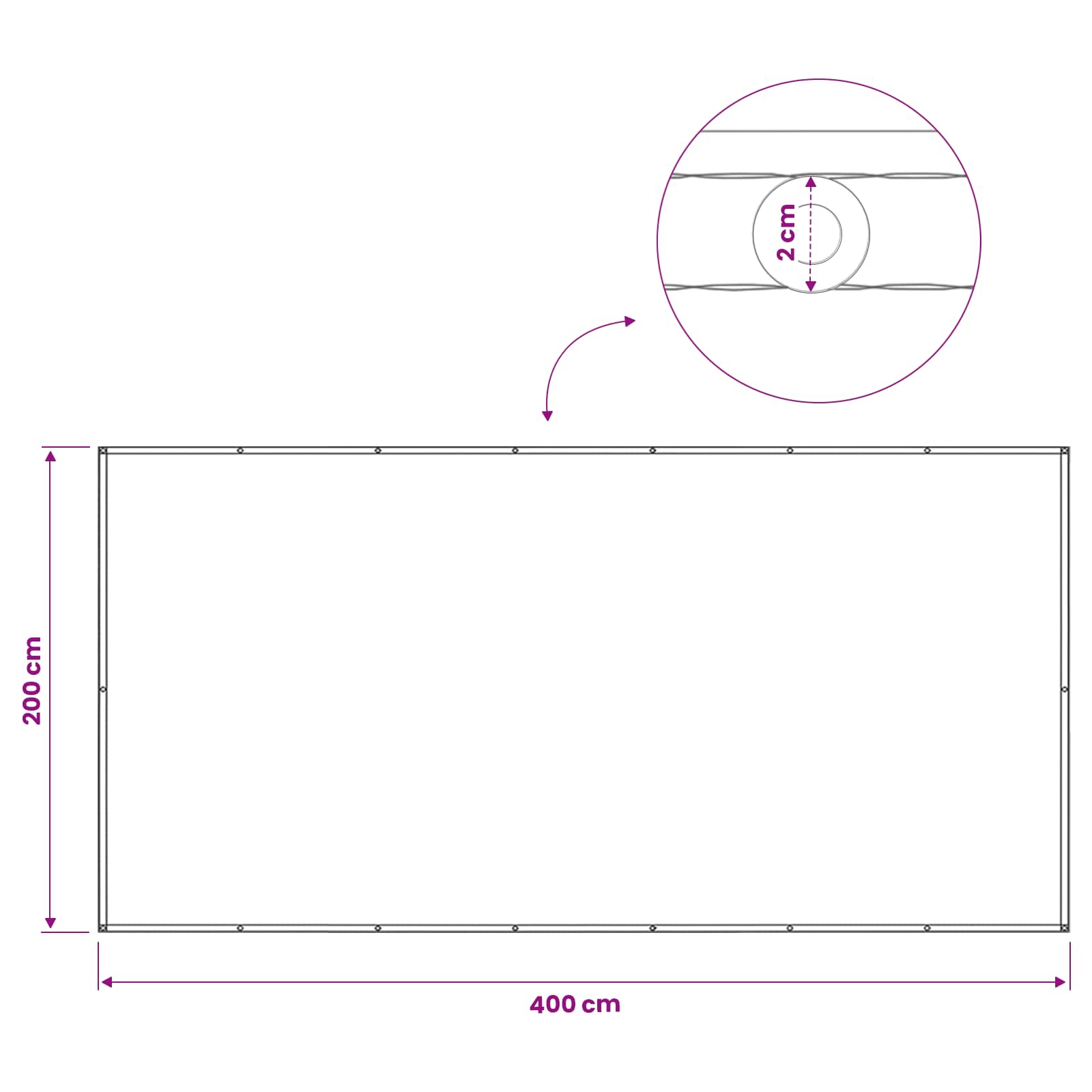 Balkon Privacy Scherm 200 x 400 cm Stof met PU-coating