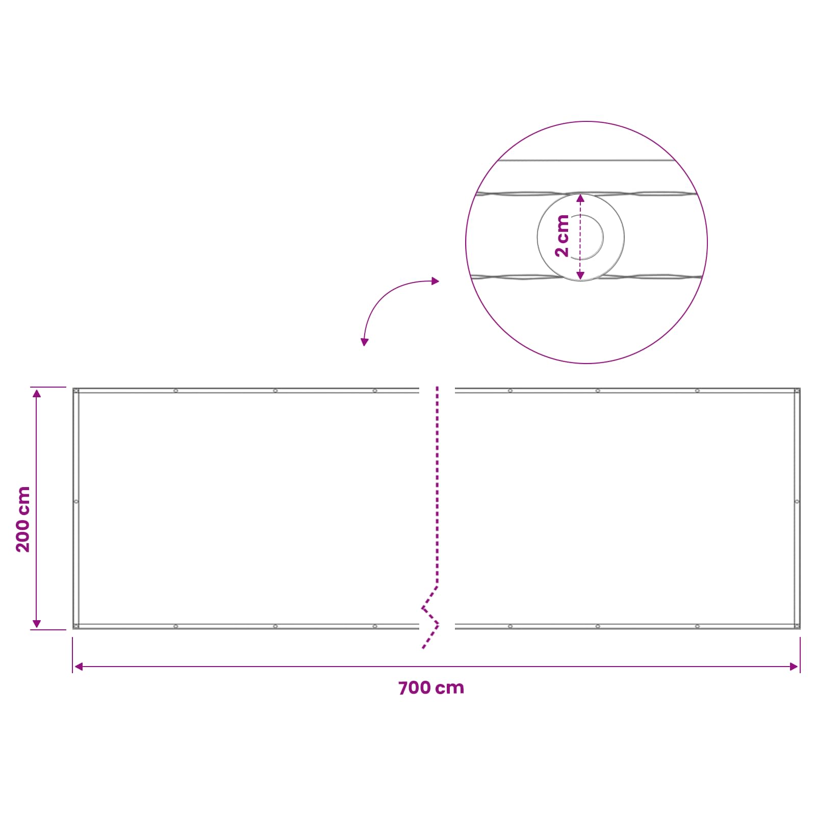 Balkon Privacy Scherm 200 x 700 cm Stof met PU-coating