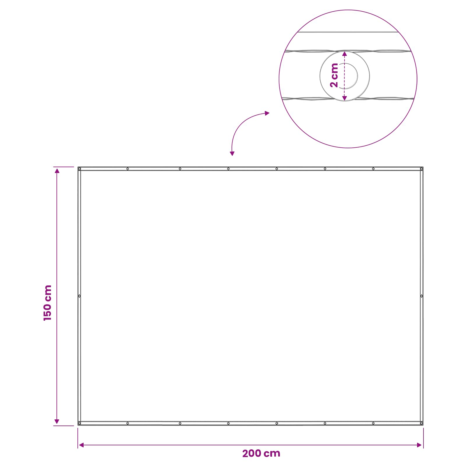 Balkon Privacy Scherm 150 x 200 cm Stof met PU-coating