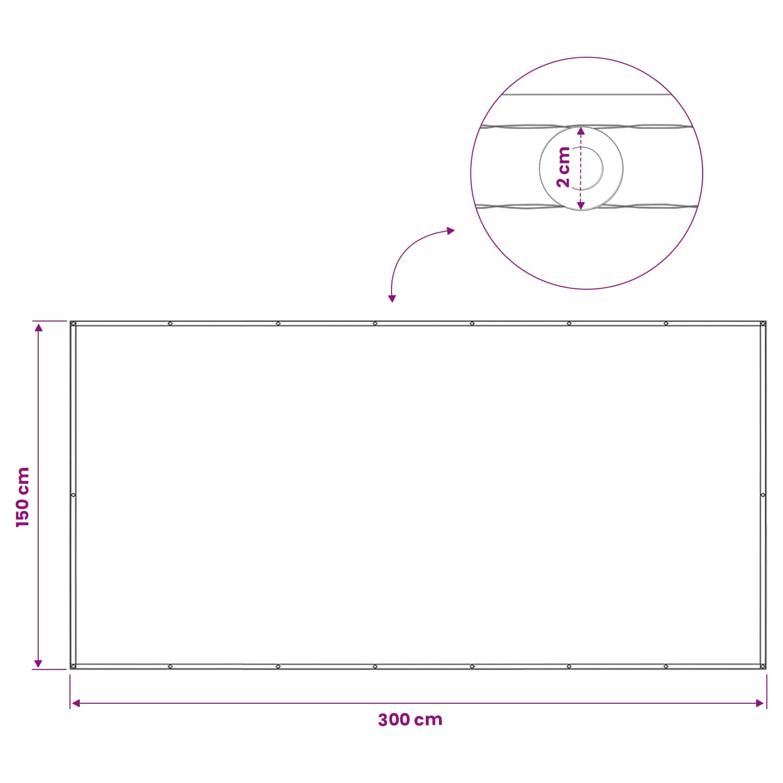 Balkon Privacy Scherm 150 x 300 cm Stof met PU-coating
