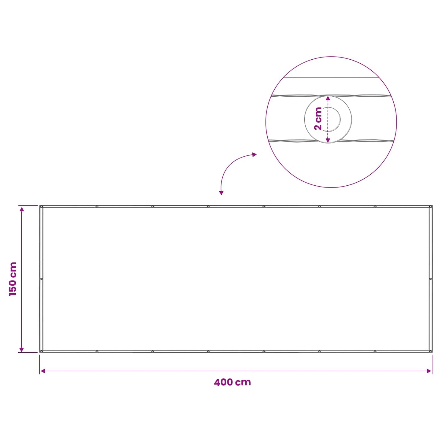 Balkon Privacy Scherm 150 x 400 cm Stof met PU-coating