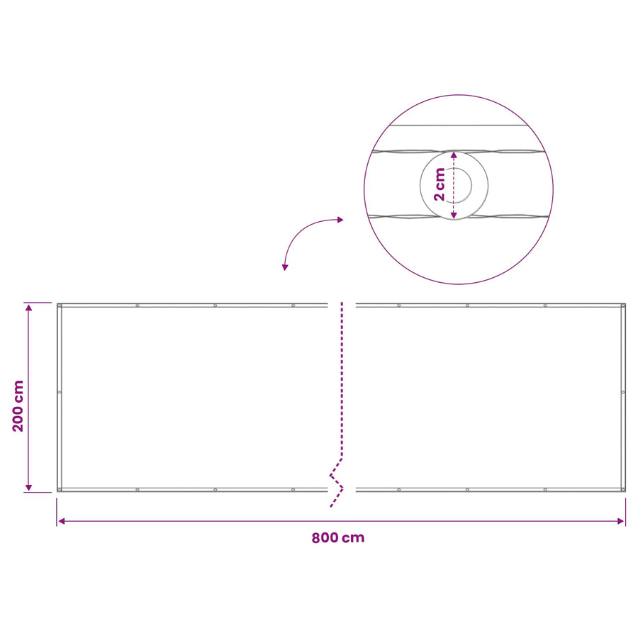 Balkon Privacy Scherm 200 x 800 cm Stof met PU-coating
