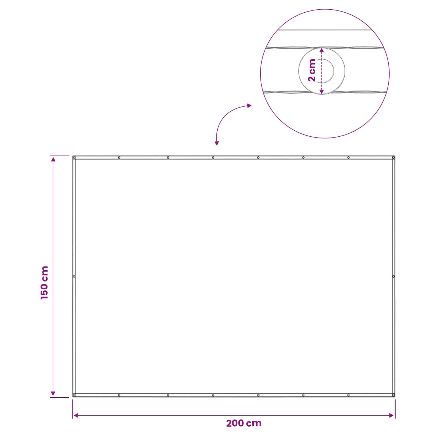 Balkon Privacy Scherm 150 x 200 cm Stof met PU-coating