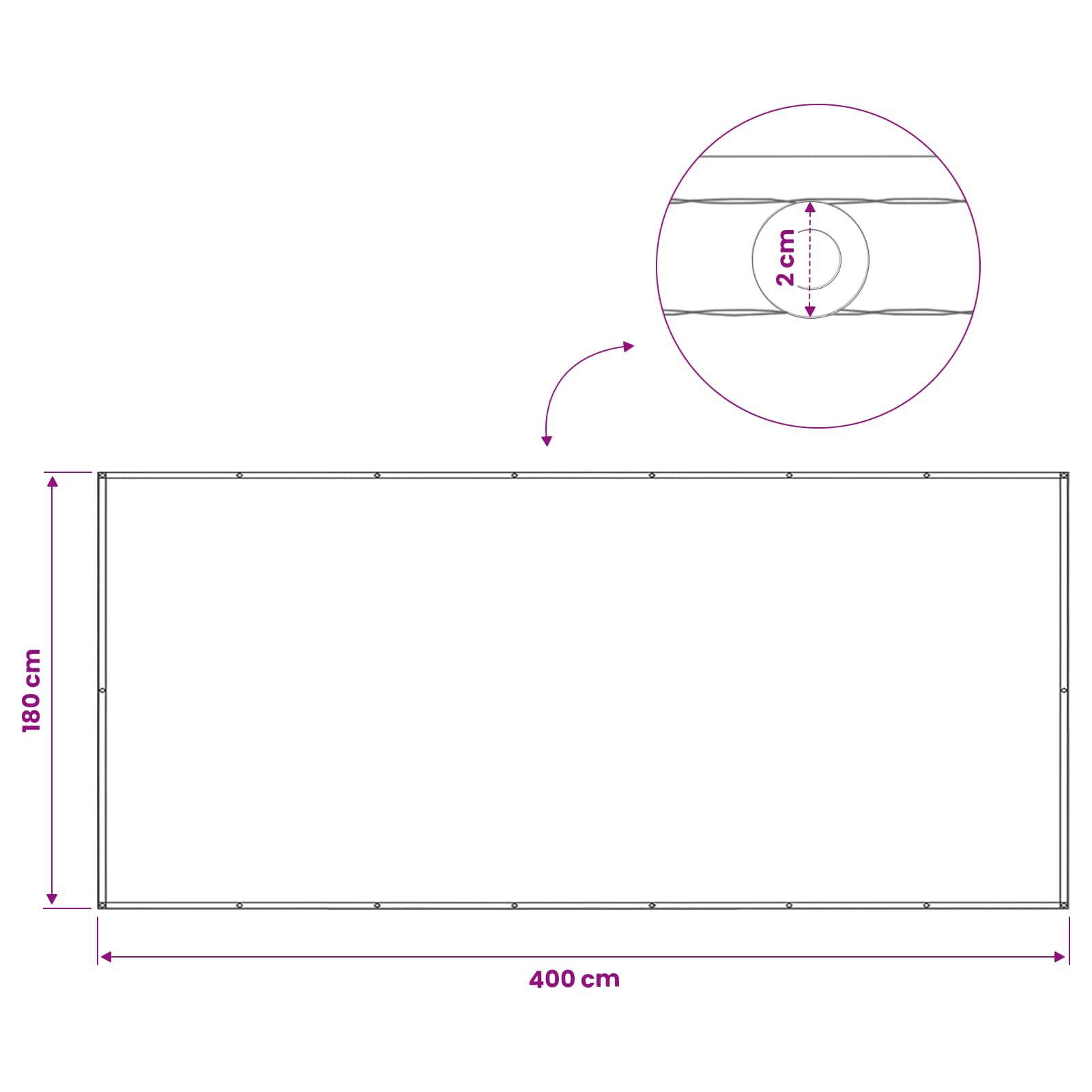 Balkon Privacy Scherm 180 x 400 cm Stof met PU-coating