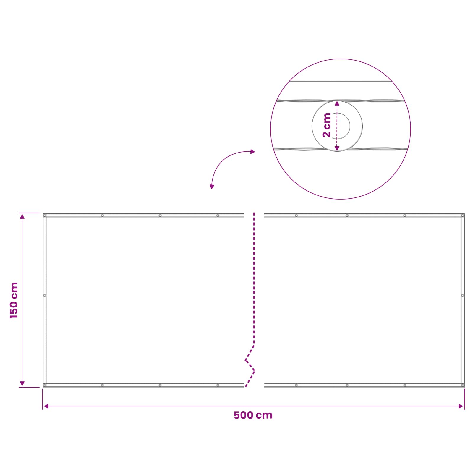 Balkon Privacy Scherm 150 x 500 cm Stof met PU-coating
