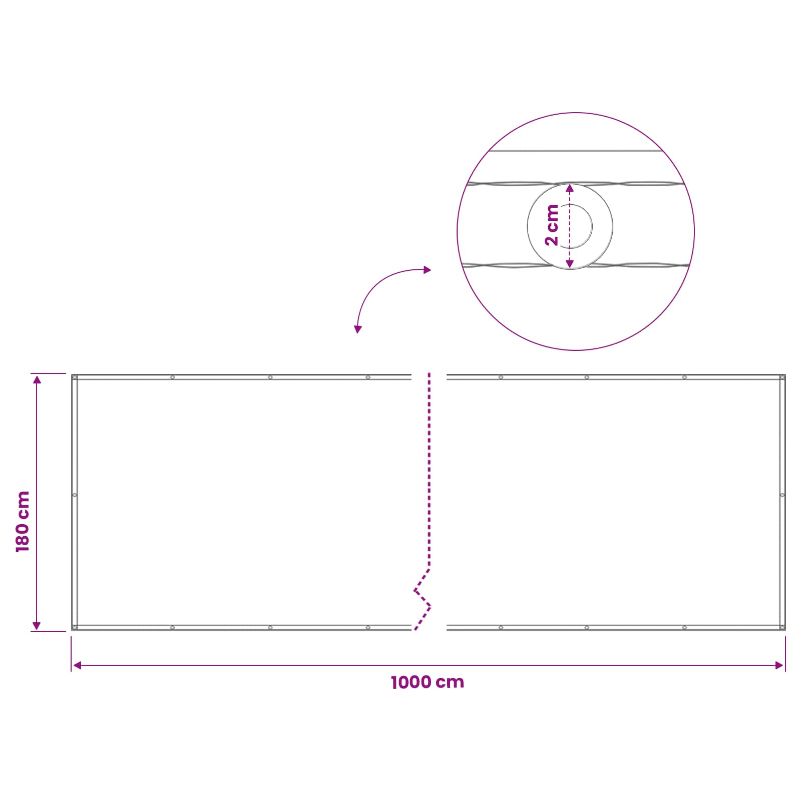 Balkon Privacy Scherm 180 x 1000 cm Stof met PU-coating Rood