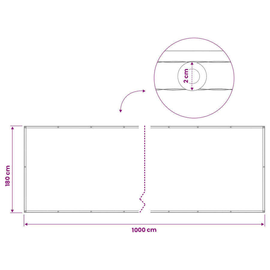 Balkon Privacy Scherm 180 x 1000 cm Stof met PU-coating Rood
