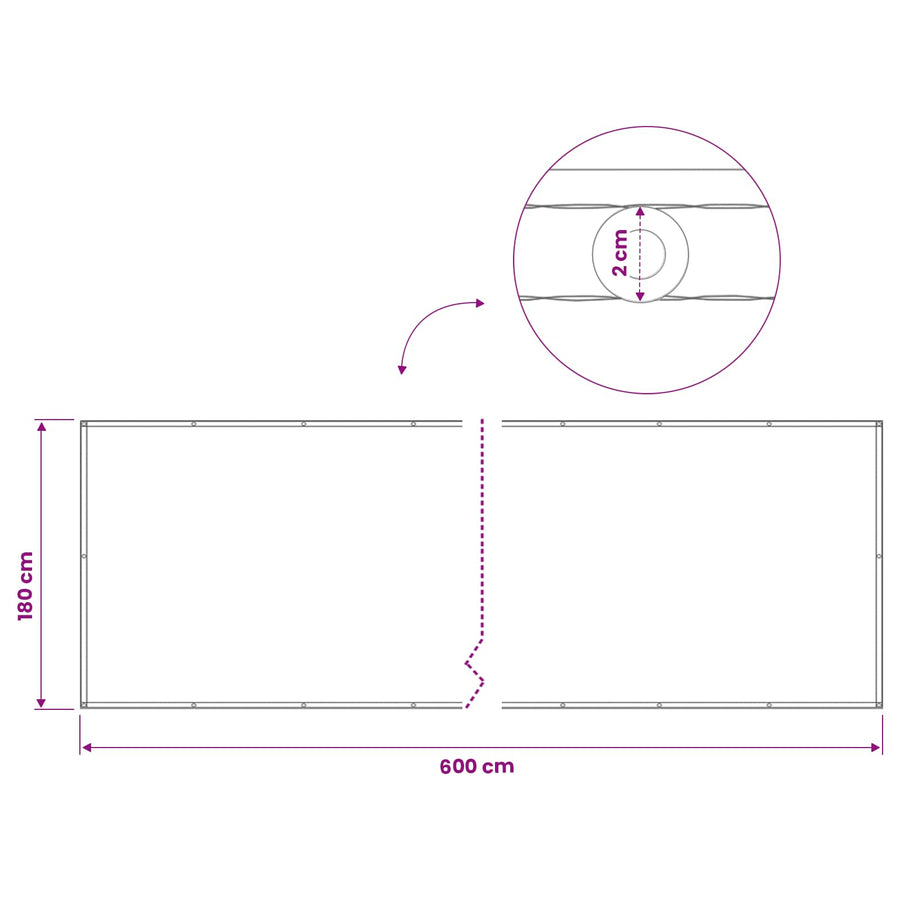 Balkon Privacy Scherm 180 x 600 cm Stof met PU-coating Bruin