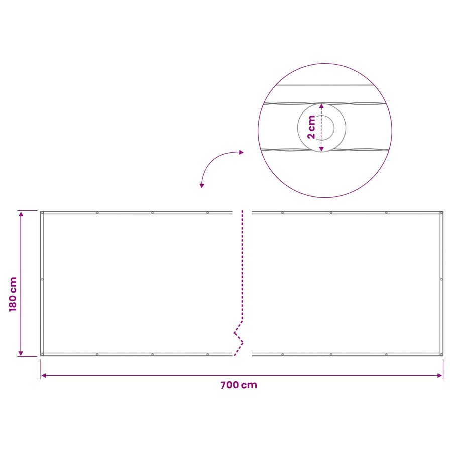 Balkon Privacy Scherm 180 x 700 cm Stof met PU-coating Bruin