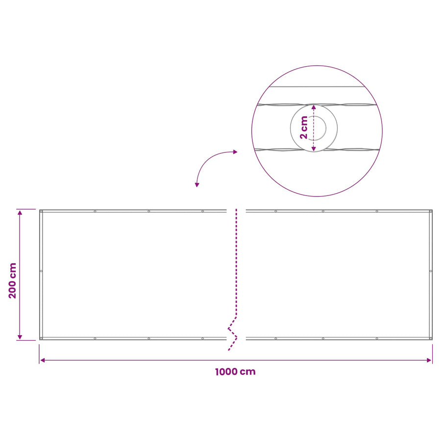 Balkon Privacy Scherm 200 x 1000 cm Stof met PU-coating Bruin