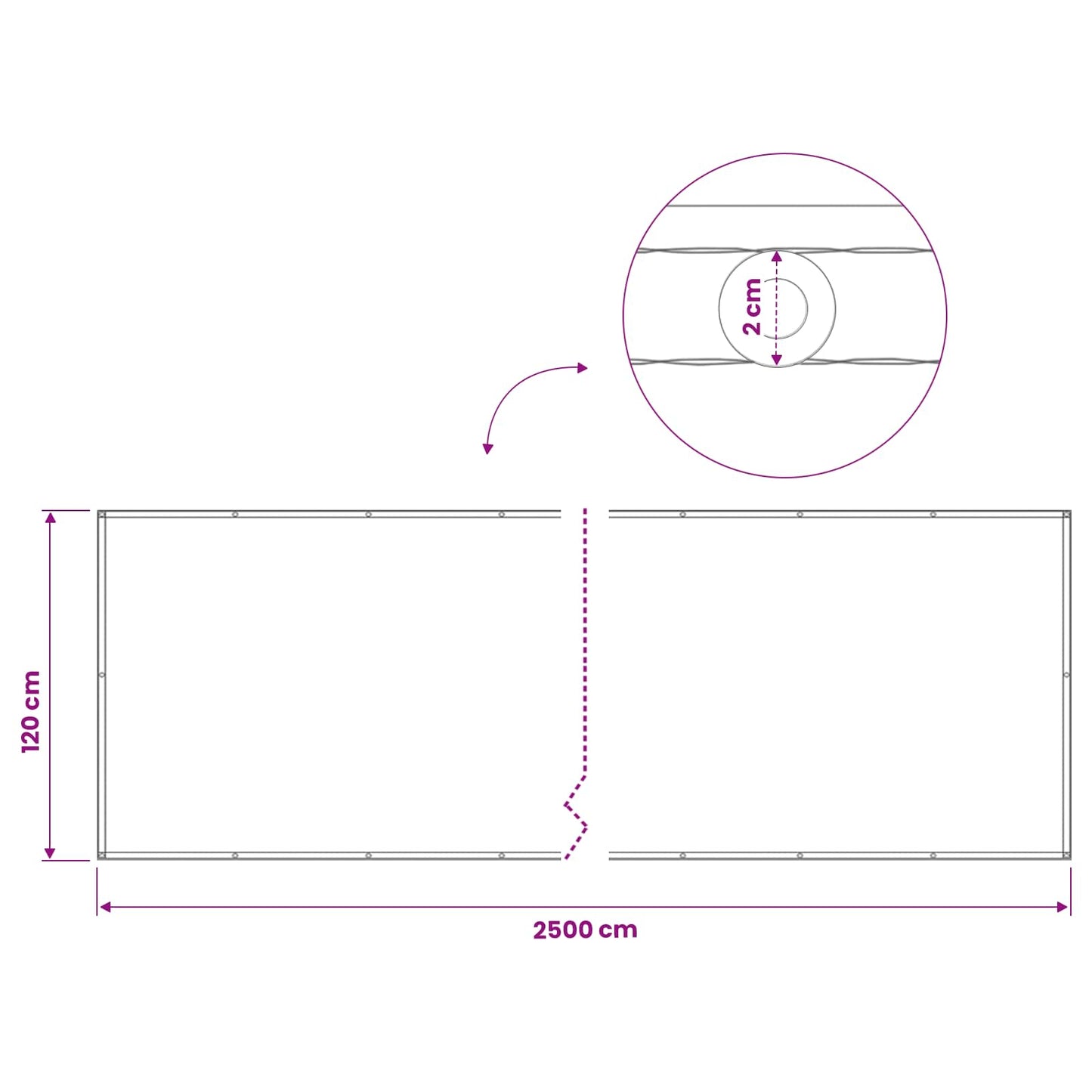 Balkon Privacy Scherm 1,2 x 25 m Stof met PU-coating Lichtgrijs