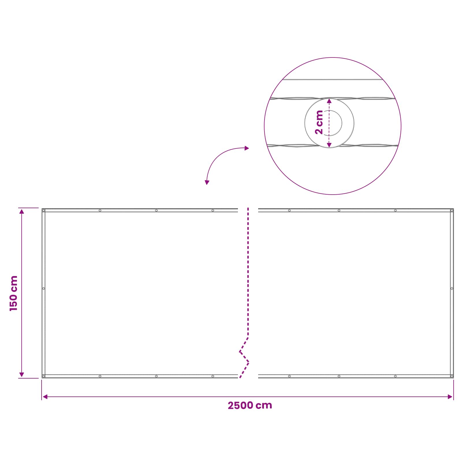 Balkon Privacy Scherm 1,5 x 25 m Stof met PU-coating