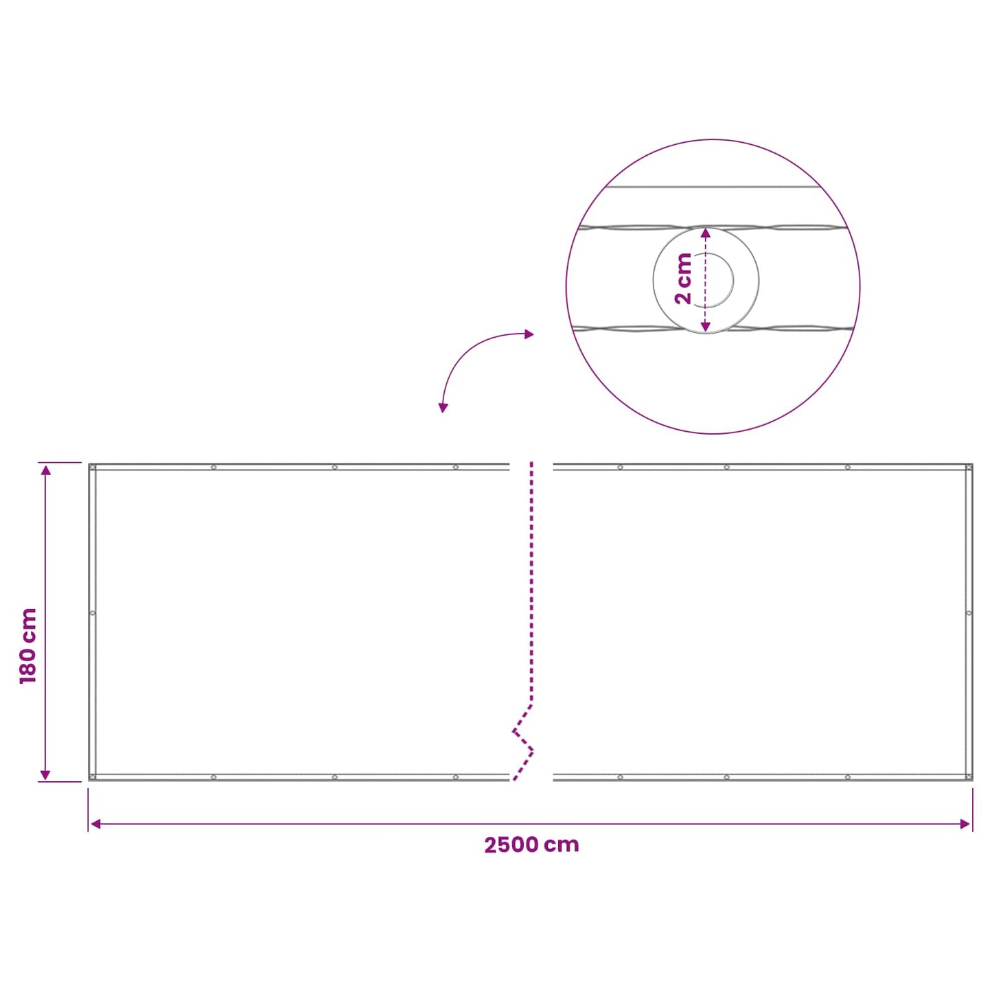 Balkon Privacy Scherm 1,8 x 25 m Stof met PU-coating