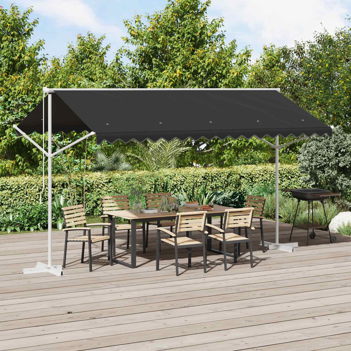 Vrijstaande luifel Antracietkleurig 4 × 3 m Polyester