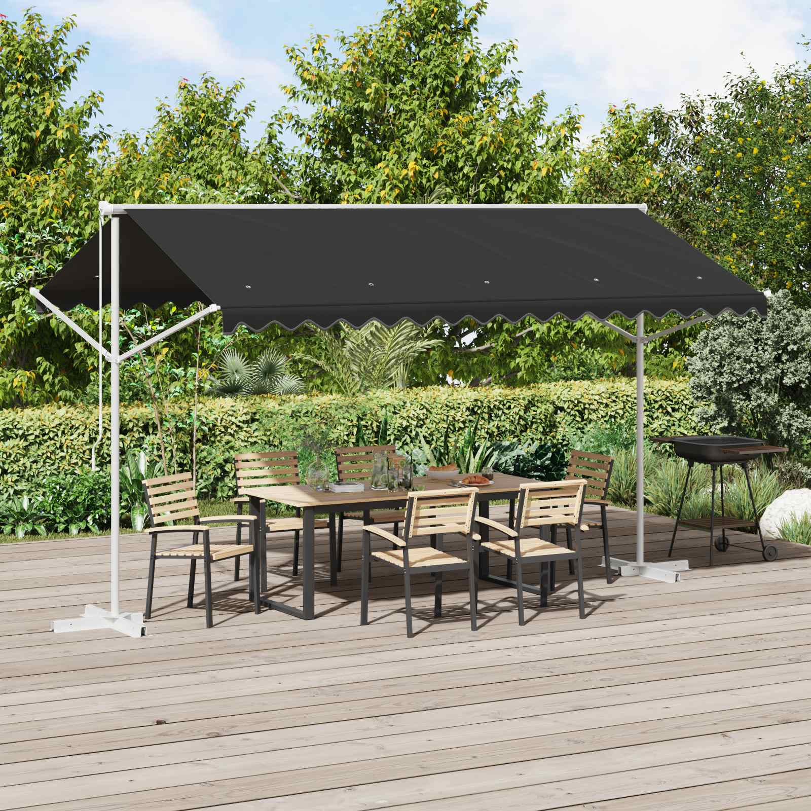Vrijstaande luifel Antracietkleurig 4 × 3 m Polyester