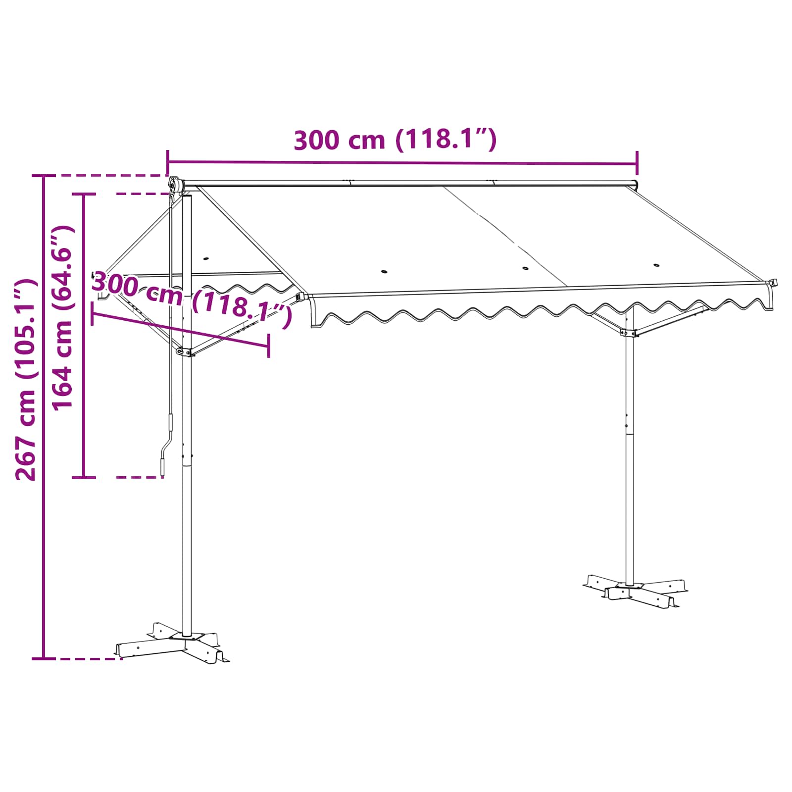 Vrijstaande luifel Grijs 3 x 3 m Polyester