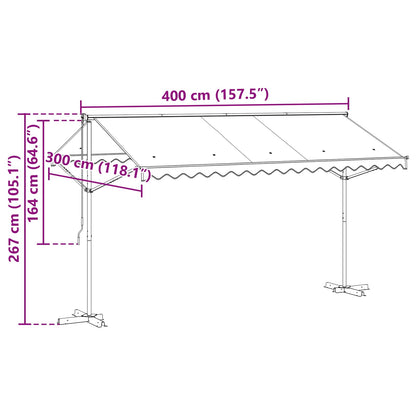 Vrijstaande luifel Grijs 4 × 3 m Polyester