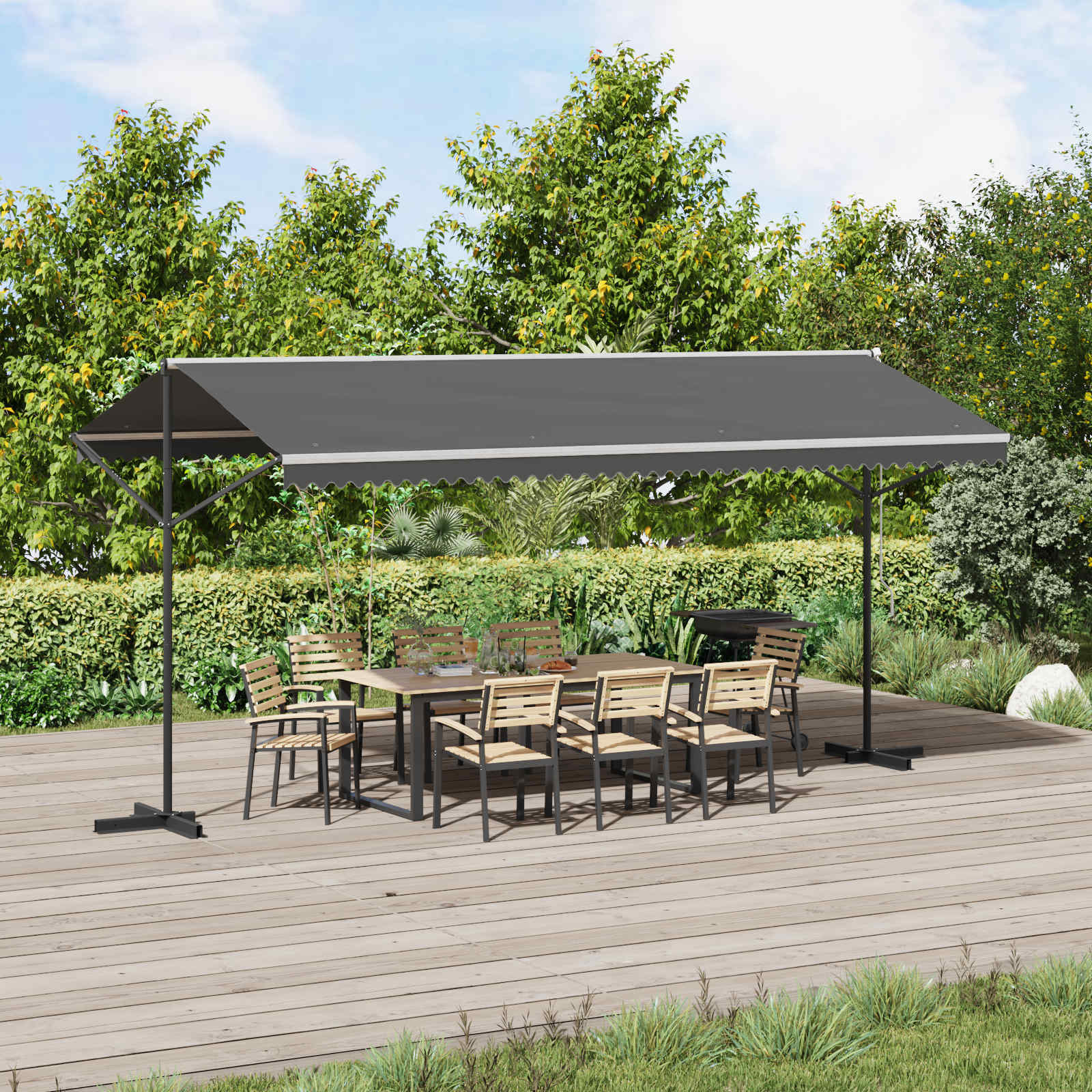 Vrijstaande luifel Grijs 5 x 3 m Polyester