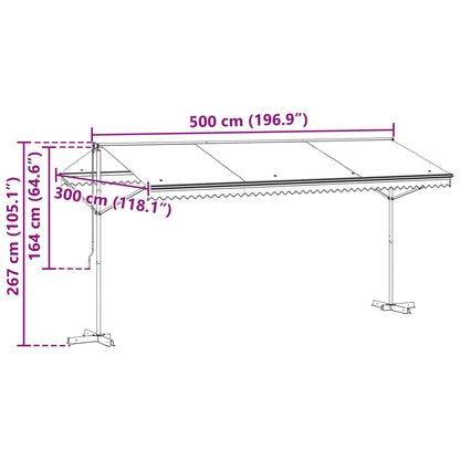 Vrijstaande luifel Grijs 5 x 3 m Polyester
